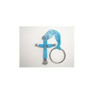  KeyRings Nail Cross Keychains Turquoise Shimmer 