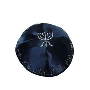  Kippah with Menorah Embroidered Satin navy Everything 