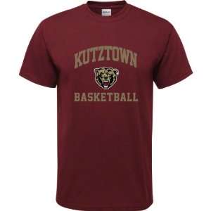  Kutztown Golden Bears Maroon Youth Basketball Arch T Shirt 