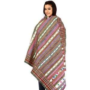   Multi Color Hand woven Folk Shawl from Kutch   Wool 