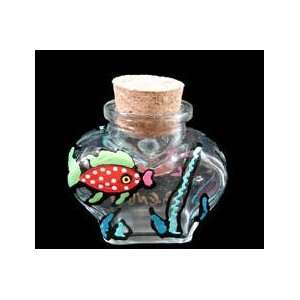 Chilies & Kokopelli Design   Hand Painted   Large Heart Shaped Bottle 