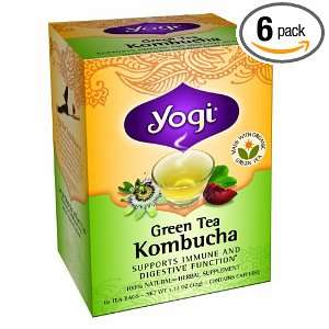 Yogi Green Tea Kombucha, Herbal Tea Supplement, 16 Count Tea Bags 