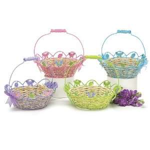  Of 4 Decorative Metal Butterfly Baskets with Rope Trim Inside Basket 