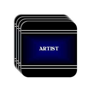 Personal Name Gift   ARTIST Set of 4 Mini Mousepad Coasters (black 