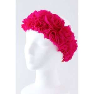 Fashion Hair Accessory ~ Hot Pink Rose Rosette Headwrap  