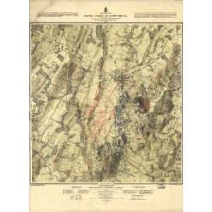  Civil War Map Map of the battle field of Gettysburg. July 