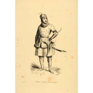  1843 Engraving Costume Sword Prince Circassia Caucasia 