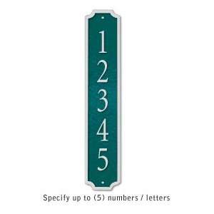 Cast Aluminum Plaque Column Green Silver Characters Surface Mounted