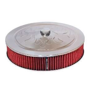 Spectre 47592 Chrome 14 x 3 Flamed Air Cleaner with Red hpR Filter 