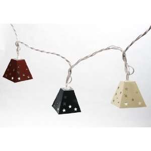  10 Count Red, White & Blue Mini Metal Lamps with Cutouts 