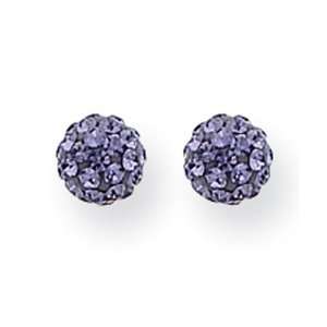    14k Gold 5mm Purple Round Crystal Post Ball Earrings Jewelry