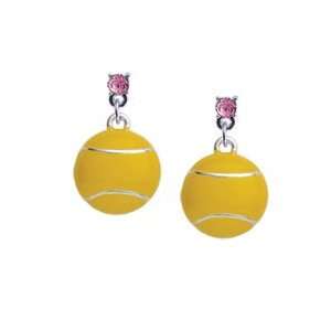  Large Tennis Ball Light Pink Swarovski Post Charm Earrings 