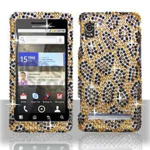  Motorola A955 DROID 2 Full Diamond Gold Black Leopard Case 