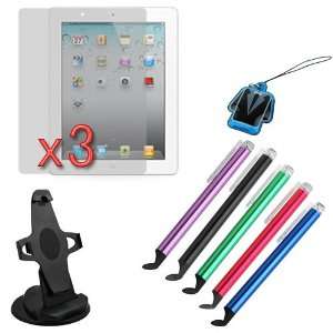 Stand + 3 X LCD Screen Protector + 5pc Universal Colorful Touch Screen 