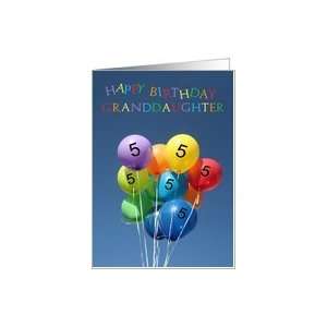  5th Birthday Card for Granddaughter colored balloons Card 