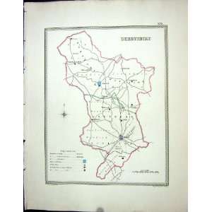   Antique Map C1850 Derbyshire England Derby Ashbourne