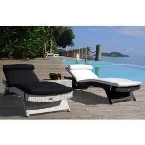   All Weather Wicker Wave Sun Bed Chaise Lounge Patio, Lawn & Garden