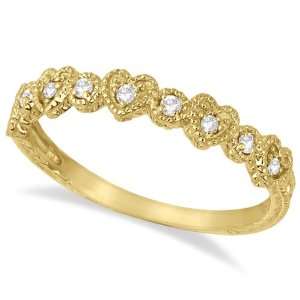  Pave Set Heart Design Diamond Ring Band 14k Yellow Gold (0 