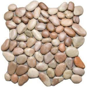 Stone Glazed Pink River Stone 12 x 12 Inch Floor & Wall Mosaic Pink 