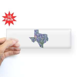  Bumper Sticker Clear (10 Pack) Bluebonnets Texas Shaped 
