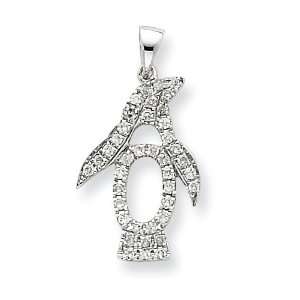 14K White Gold Diamond Penguin Pendant Diamond quality AA (I1 clarity 