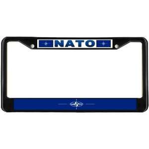  Nato Flag Black License Plate Frame Metal Holder 