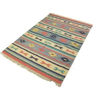  Indian Dhurrie Handcrafted Oriental Rug Cotton 5.8 x 4 