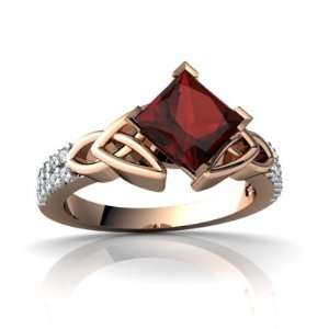  14k Rose Gold Square Genuine Garnet Engagement Ring Size 6 