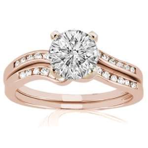   Wedding Rings Channel Set 14K ROSE GOLD SI2 J GIA CUT EXCELLENT Ring