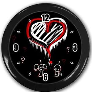 Emo Love Wall Clock Black Great Unique Gift Idea