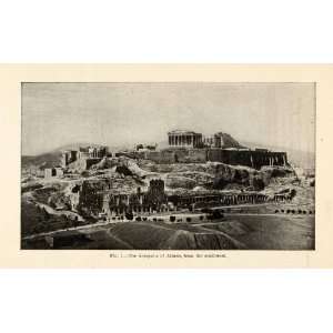 1920 Print Ancient Athens Greece Acropolis Cityscape 