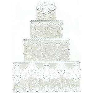 Wedding Greeting Card   White Wedding Cake With Glitter Carol Wilson 