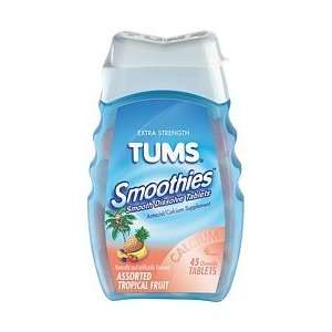Tums Smoothies Extra Strength Antacid Tablets Tropical Fruit 45