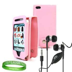 iPhone 4 leather Case Accessories Kit PINK Melrose Leather Flip Case 