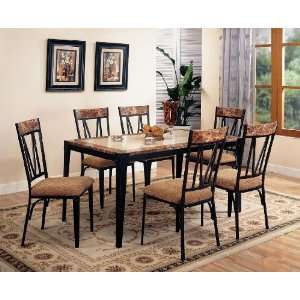   Coaster 5 Piece Dining Room Set in Black w/ Marble Top