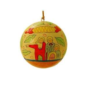  Hand Painted Paper Mache Christmas Bell Ornament 