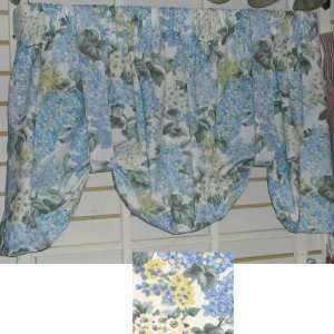   Long Hydrangea Blue And Yellow Floral Tie Up Valance