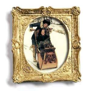  Sleigh Ride   Gold Frame Magnet with pop out easel (2 3/4 