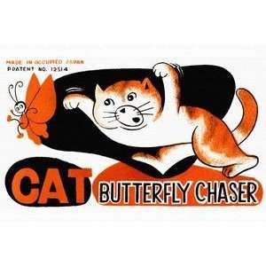  Cat Butterfly Chaser   Paper Poster (18.75 x 28.5) Sports 