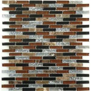   Brick Brown Crystile Blends Glossy & Iridescent Glass and Stone Tile