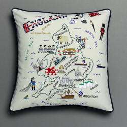 CatStudio England Country Hand Embroidered Pillow  