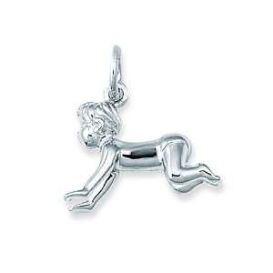  Sterling Silver LARGE CRAWLING BABY Charm Jewelry