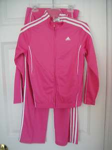 ADIDAS NWT Girls 2PC High Flyer Track Suit Jacket Top Pants Pink 7 8 