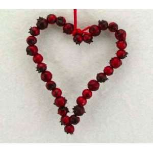  Gisela Graham Cranberry Heart Shaped Christmas Decoration 