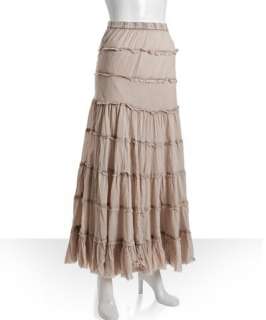 Romeo & Juliet Couture beige cotton tiered peasant maxi skirt