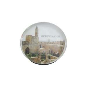  5cm Round Magnet with Tower of David and Jerusalem in 