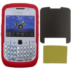 COMBO** Blackberry Curve 8500, 8510, 8520, 8530 Red Silicone Skin 