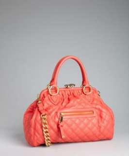 Marc Jacobs coral quilted leather Stam framed satchel   up 