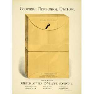 Ad United States Envelope Co Columbian Merchandise Jute Envelope Sizes 