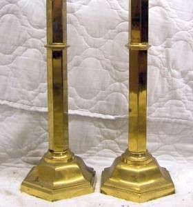 Antique Church Brass Bronze Candlesticks Set Ornate  